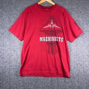 Bayside IAM Machinists Union T-Shirt Mens XL Red Excellent Graphic Made in USA